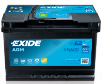 EXIDE Agm EK620 /  12v, 62Ah, 680A /  242x175x190 - +