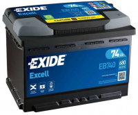EXIDE Excell EB740 / 12V, 74Ah, 680A /  278x175x190  - +