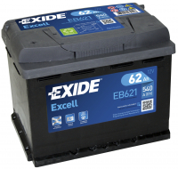EXIDE Excell EB621 / 12V, 62Ah, 540A / 242x175x190 + -