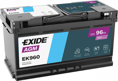 EXIDE Agm EK960 / 12V, 96Ah, 850A / 353x175x190 - +