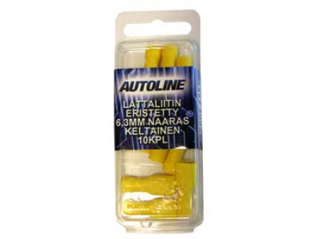 Autoline Laattaliitin Keltainen ERISTETTY 6,3mm NAARAS 10kpl