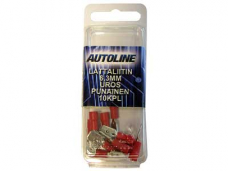 Autoline Laattaliitin Punainen 6,3mm UROS 10kpl
