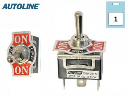 Autoline Metallinen Vipukatkaisin / On-Off-On / 3-Napainen
