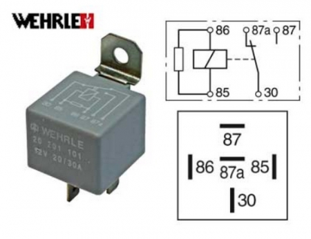 WEHRLE Rele 12V 20/30A 5-napaisella VASTUKSELLA