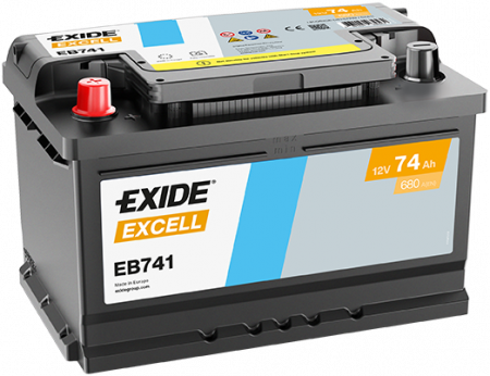 EXIDE Classic EB741 / 12V, 74Ah, 680A /  278x175x190 + -